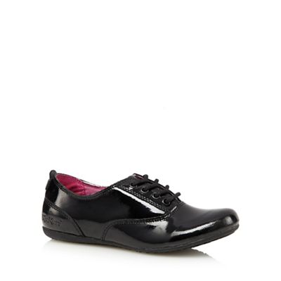 Girl's black leather 'Micro-Fresh' patent shoes